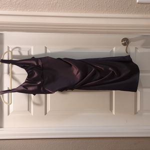 Susie Chin for Maggy Boutique Charcoal Satin Bridesmaid dress